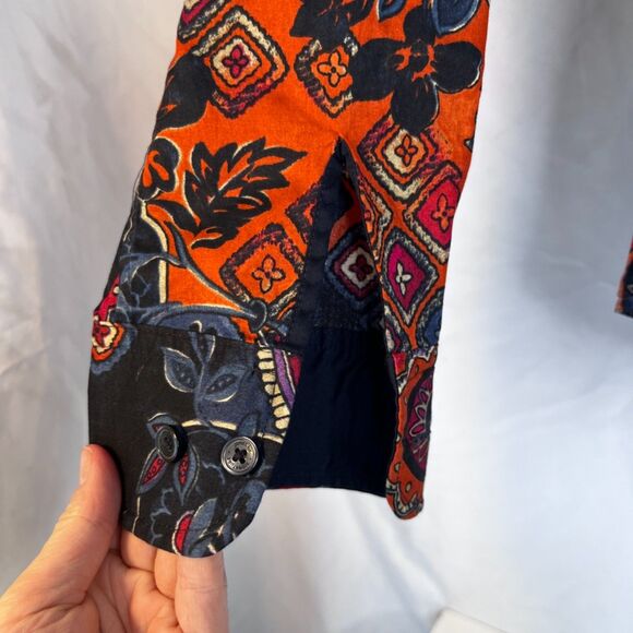 Jones New York 100% Cotton Dark Maximalist Print Button Down Shirt Size Small - Picture 4 of 8